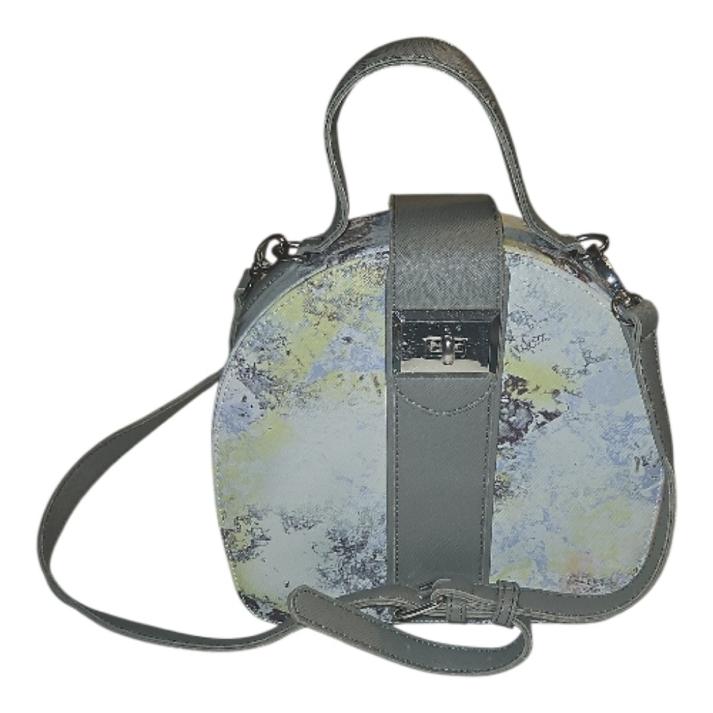 Snob Essentials Hard Shell Round Treasure Crossbody Purse Granite All  Over Prin